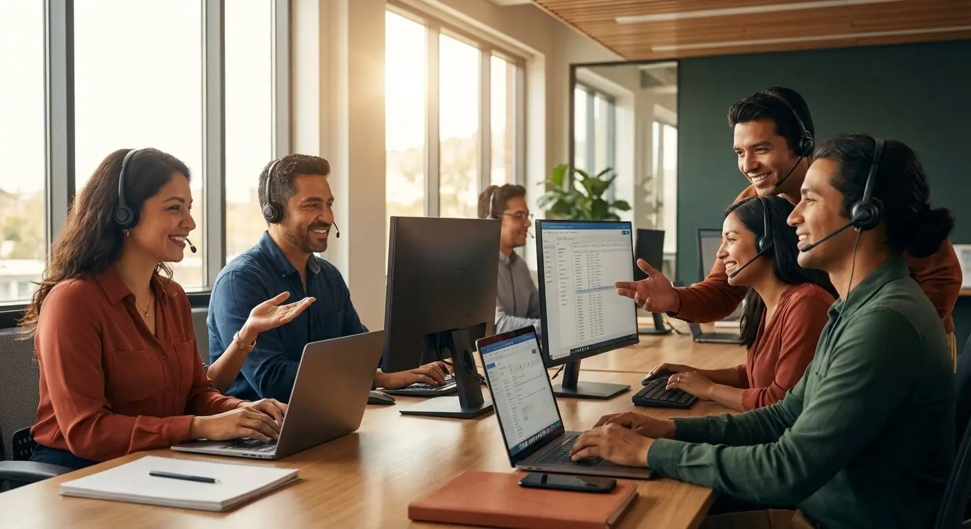 Equipo de soporte Betano atendiendo consultas en oficina argentina moderna