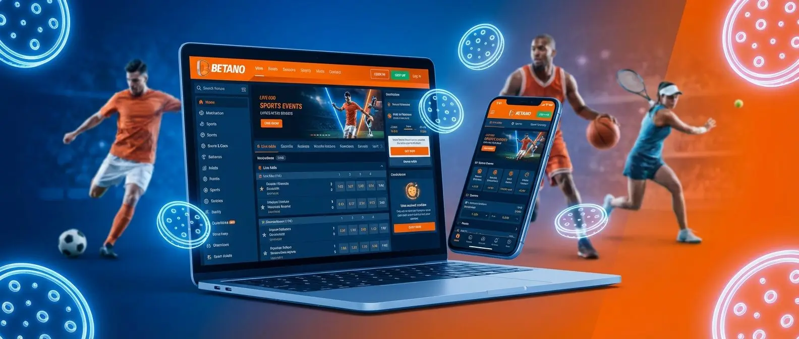 Banner sobre política de cookies en Betano Argentina con dispositivos mostrando la plataforma y elementos digitales