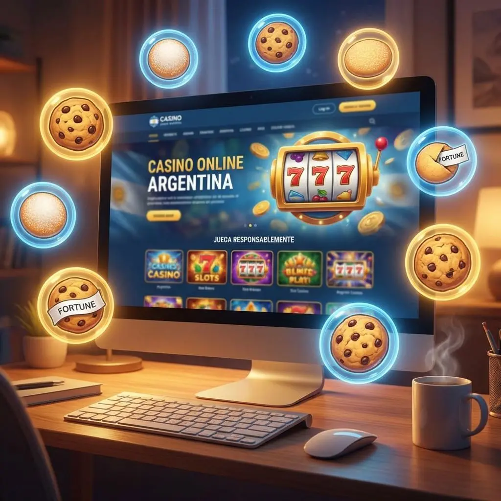 Representación visual de cookies digitales en uso en una plataforma de apuestas online argentina