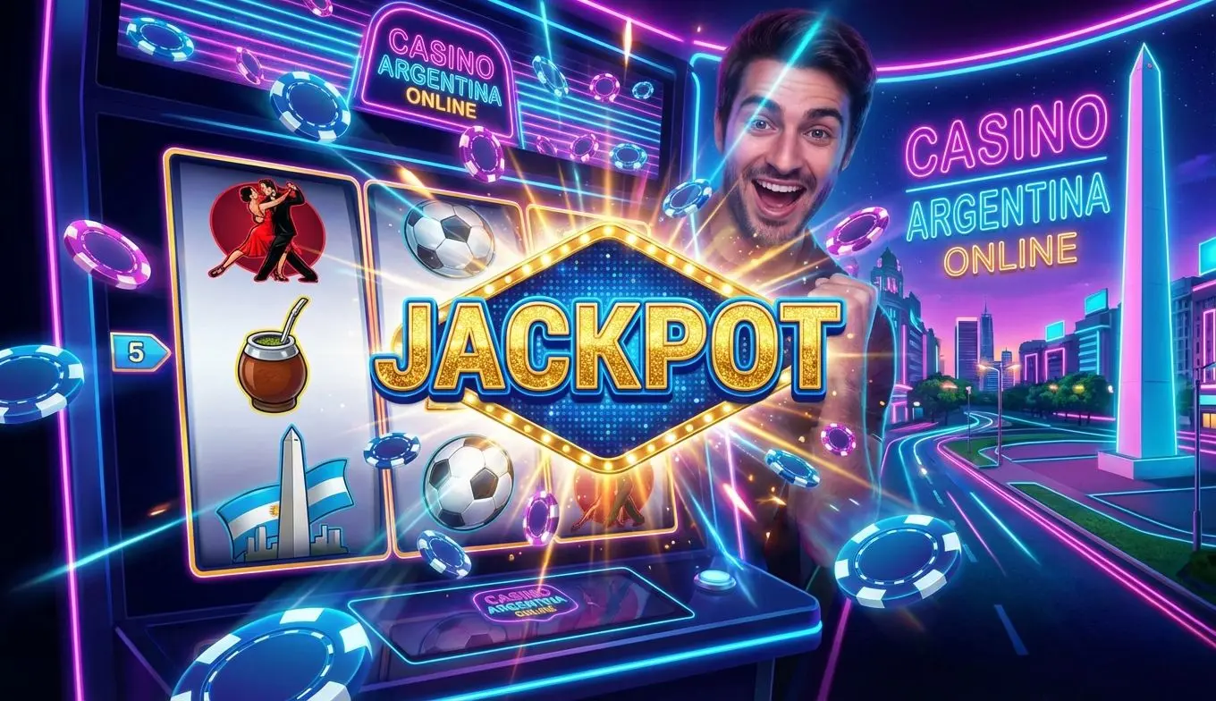 Tragamonedas vibrantes girando en casino online argentino con símbolos de jackpot