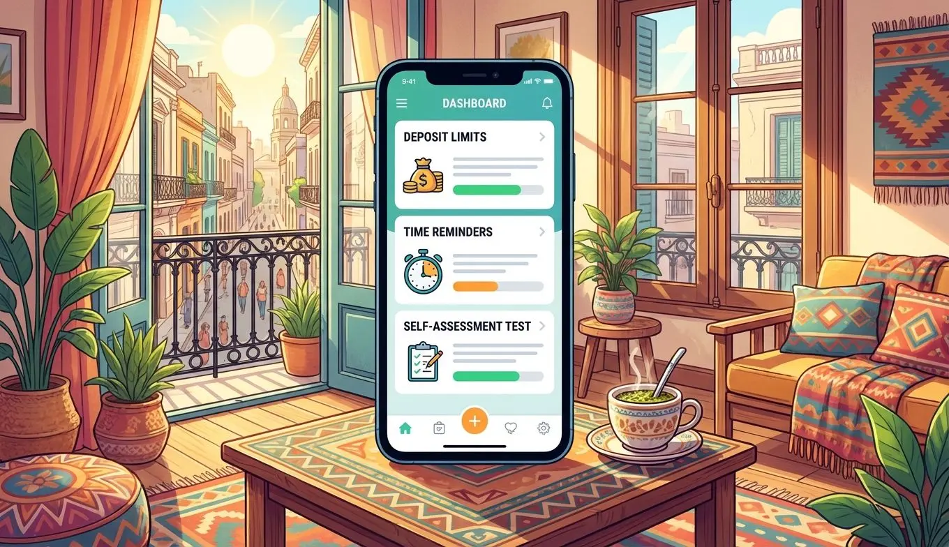 Panel con herramientas de juego seguro en Betano desde un hogar argentino.