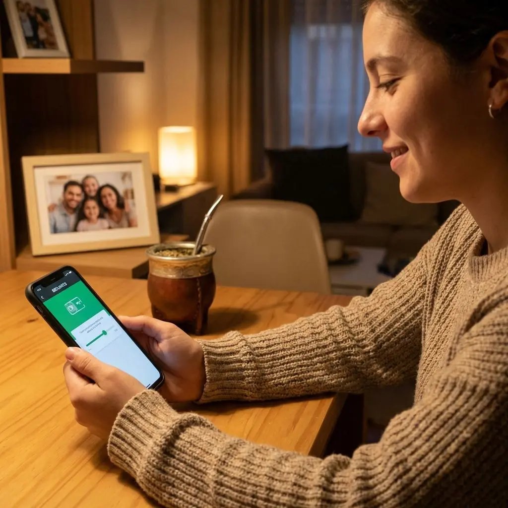 Usuario argentino gestionando l&iacute;mites en Betano en entorno familiar y seguro.