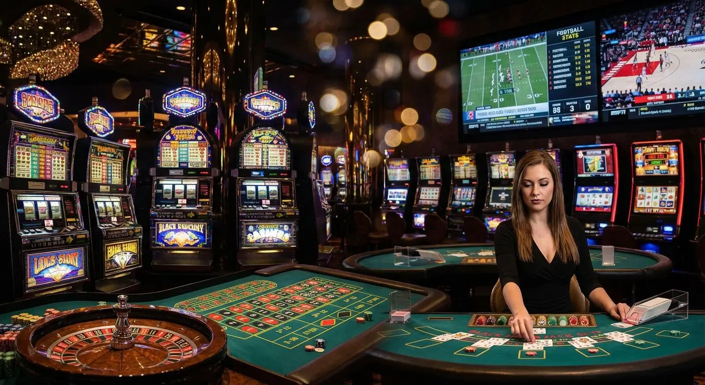 Vista de diferentes tipos de juegos de casino Betano: tragamonedas, ruleta, juegos en vivo y apuestas deportivas