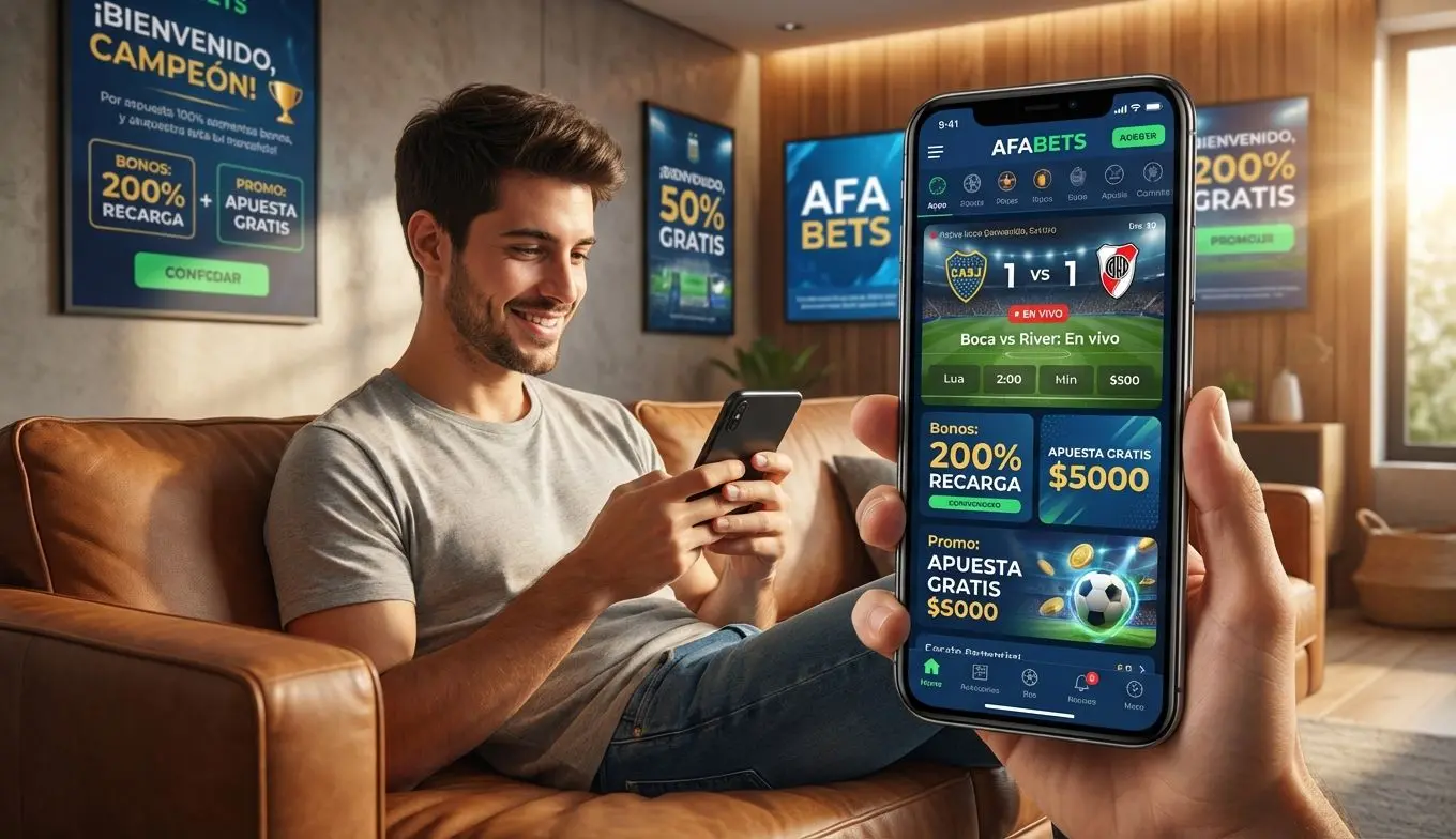 Apostador argentino iniciando sesión y apostando en Betano desde su teléfono móvil